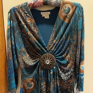 Boston Proper size Medium turquoise/brown tunic